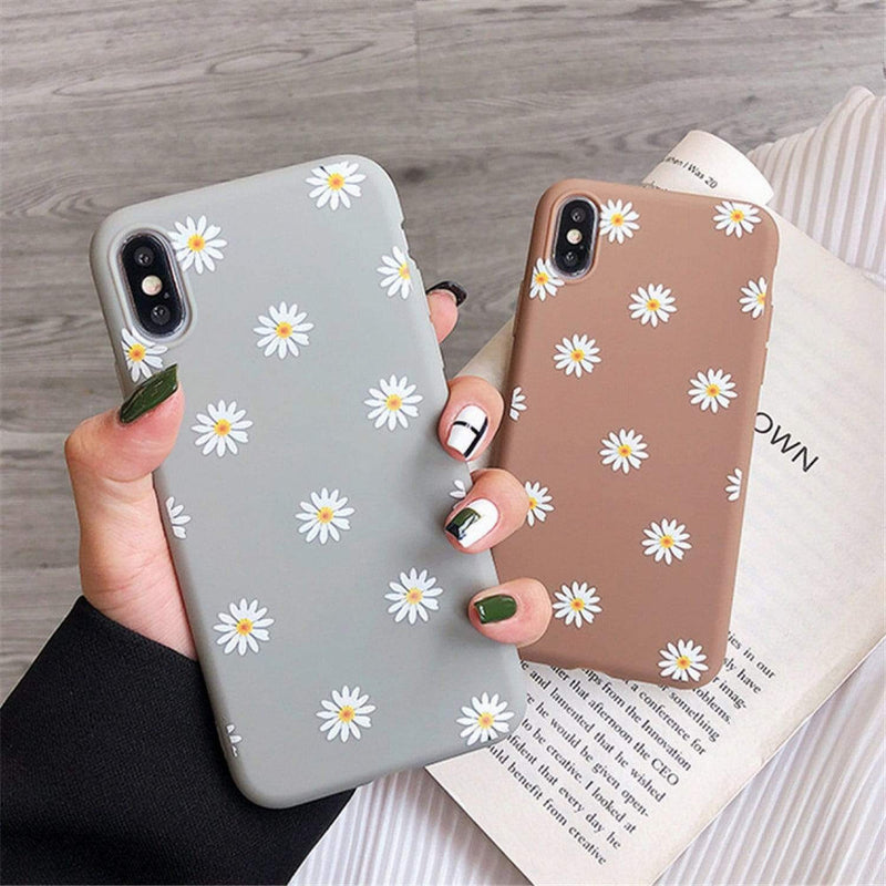 Flexible Silicone Daisies on Gray Background iPhone Case