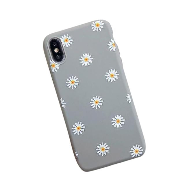 Flexible Silicone Daisies on Gray Background iPhone Case Gray / iPhone 6/6S