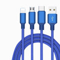 Braided Nylon 3-in-1 Multi USB Cable Blue
