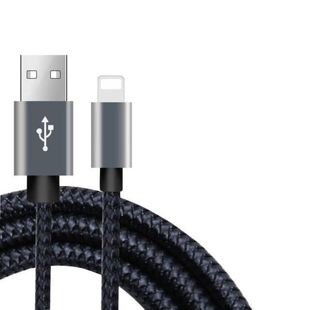 Braided Nylon Colored iPhone Cable 0.7 ft/3.3 ft/6.6 ft/9.8 ft Black / 0.2 meters