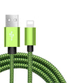 Braided Nylon Colored iPhone Cable 0.7 ft/3.3 ft/6.6 ft/9.8 ft Green / 0.2 meters