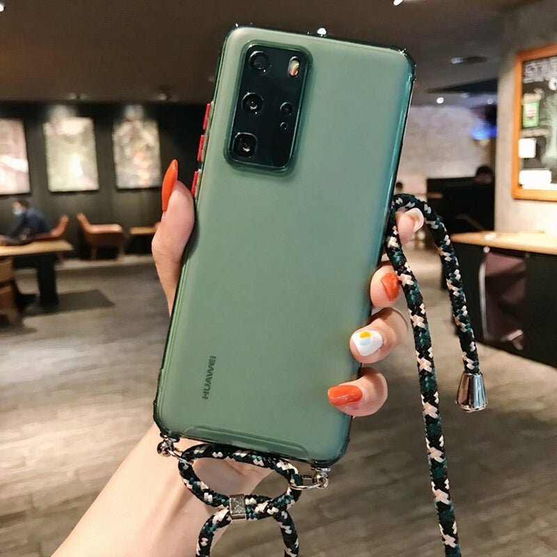 Colored Huawei Mate Case with Braided Lanyard Strap Green / Mate 20