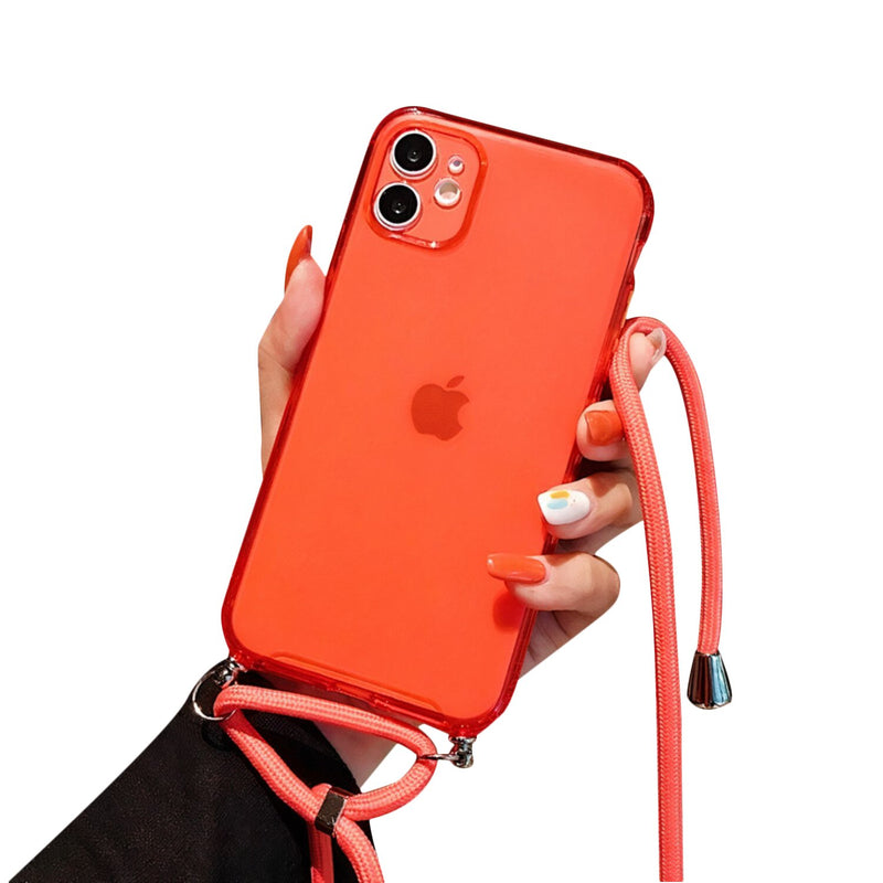 Colored iPhone Case with Braided Lanyard Strap