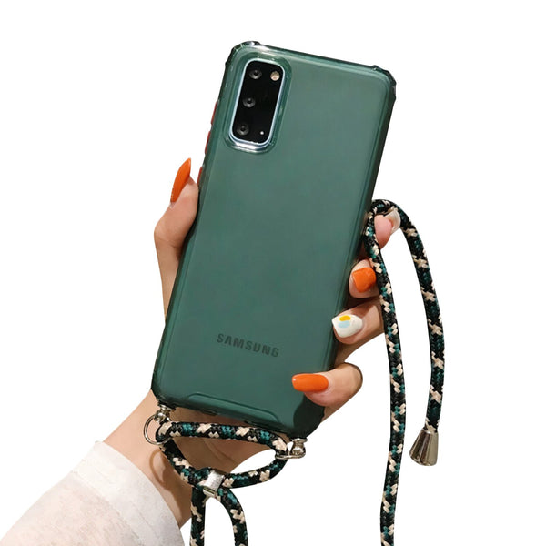 Colored Samsung Galaxy S Case with Braided Lanyard Strap Green / Galaxy S20 Ultra
