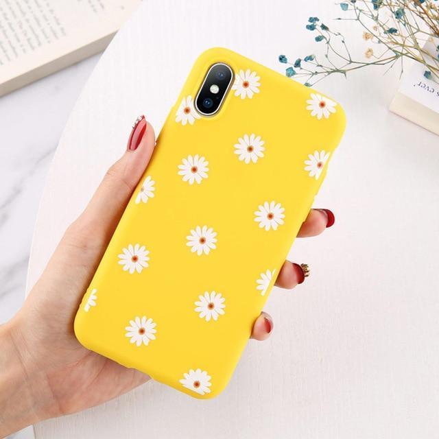 Flexible Silicone Daisies on Colored Background iPhone Case Yellow / iPhone 6/6S
