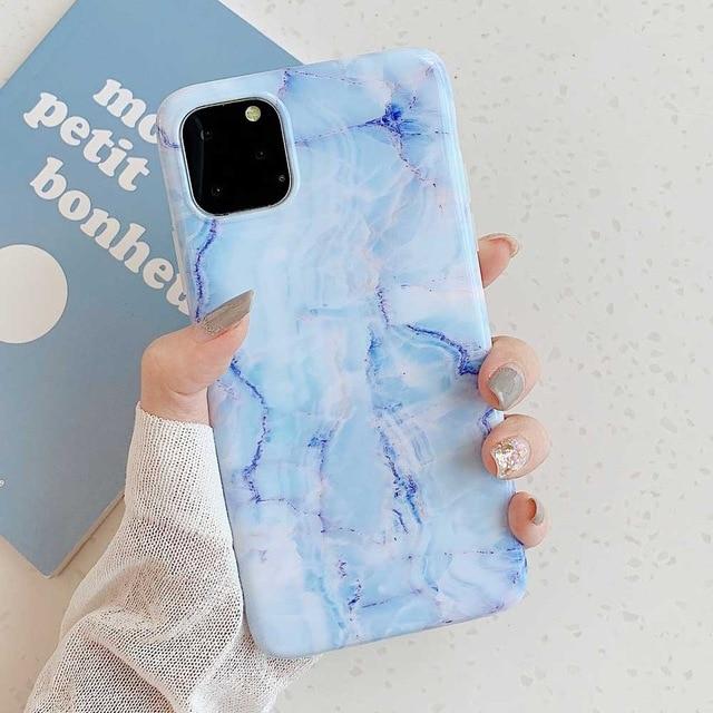 Glossy Marble Flexible Silicone Design iPhone Cover Allen Blue / iPhone 6/6S