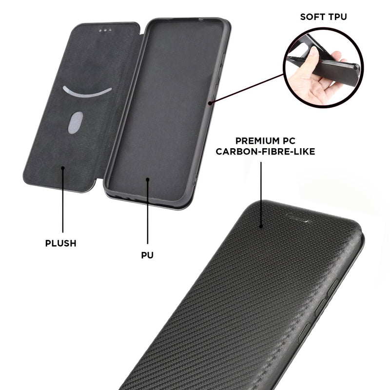 iPhone Magnetic Carbon Fiber Style Flip Case