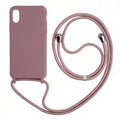 Lanyard Strap Necklace Soft iPhone Case Mauve / iPhone X/XS