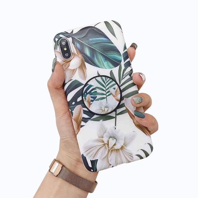 Palm Tree Leaves iPhone Case with Extendable Ring iPhone 7/8/SE 2020