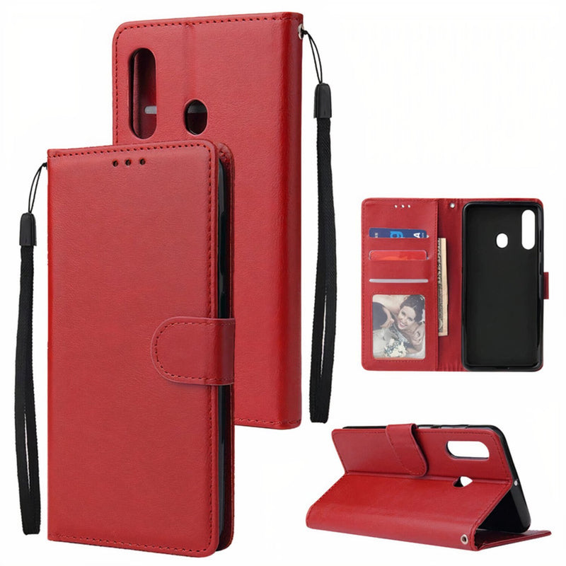 Samsung Galaxy A Leather Wallet Flip Cover Case Red / Galaxy A10