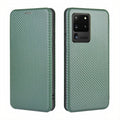 Samsung Galaxy S Magnetic Carbon Fiber Style Flip Case Green / Galaxy S10+