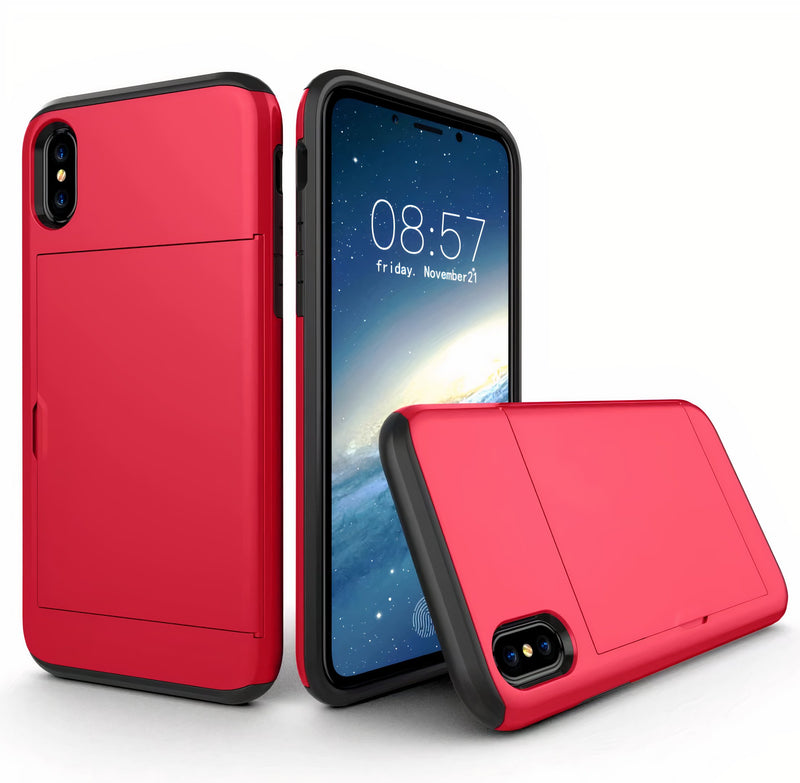Soft Colored iPhone Case with Secret Credit Card Storage Red / iPhone XS Max