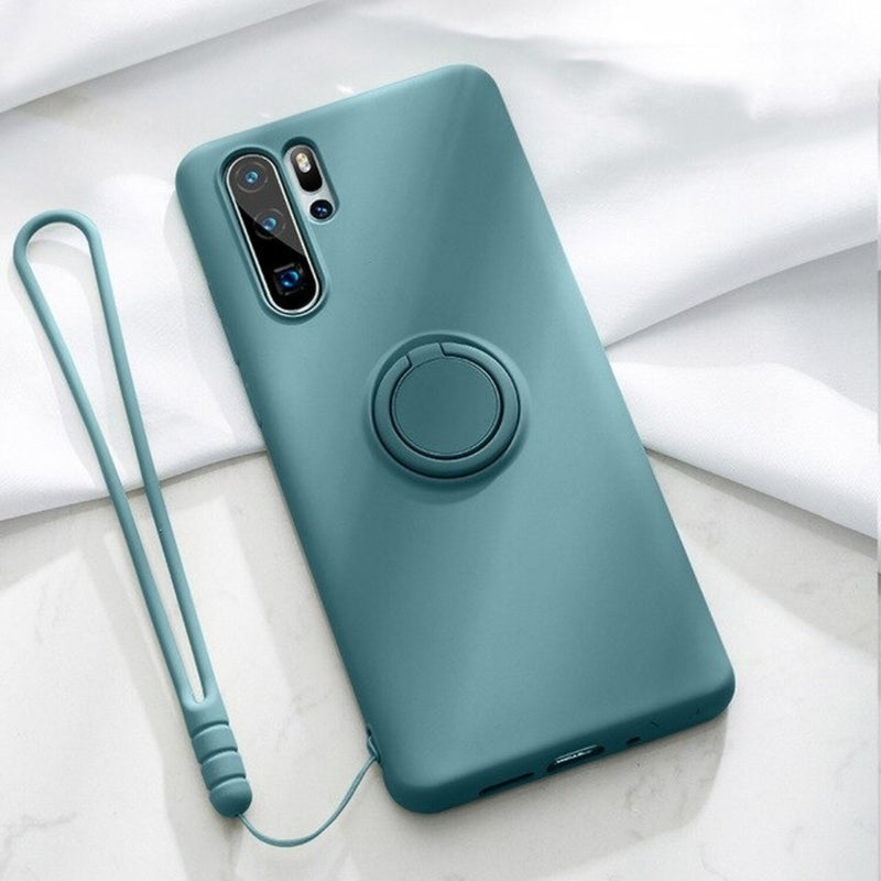 Soft Silicone Huawei Mate Case with Ring Stand Dark Green / Mate 30 Pro