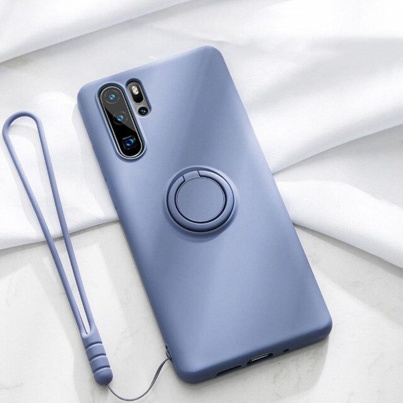 Soft Silicone Huawei P Case with Ring Stand Purple / P20