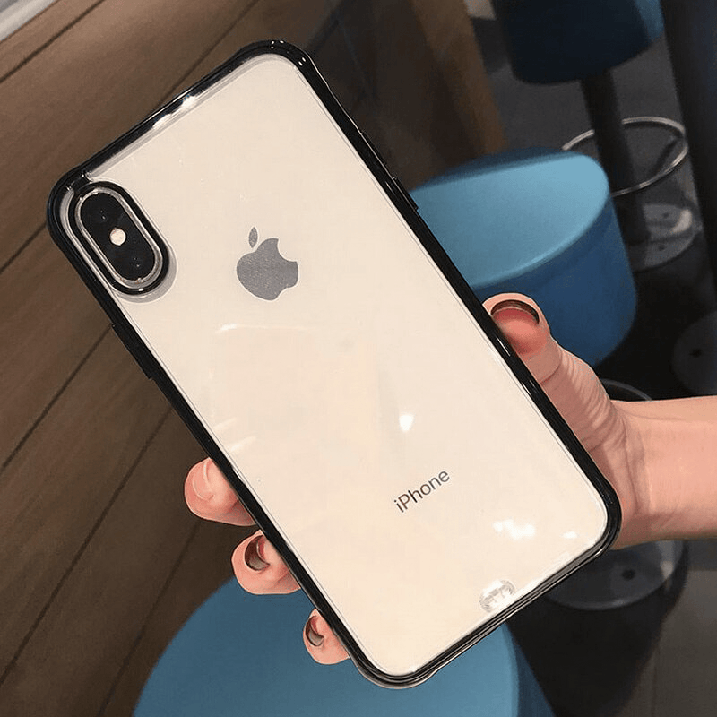 Transparent iPhone Case with Solid Borders Black / iPhone X/XS