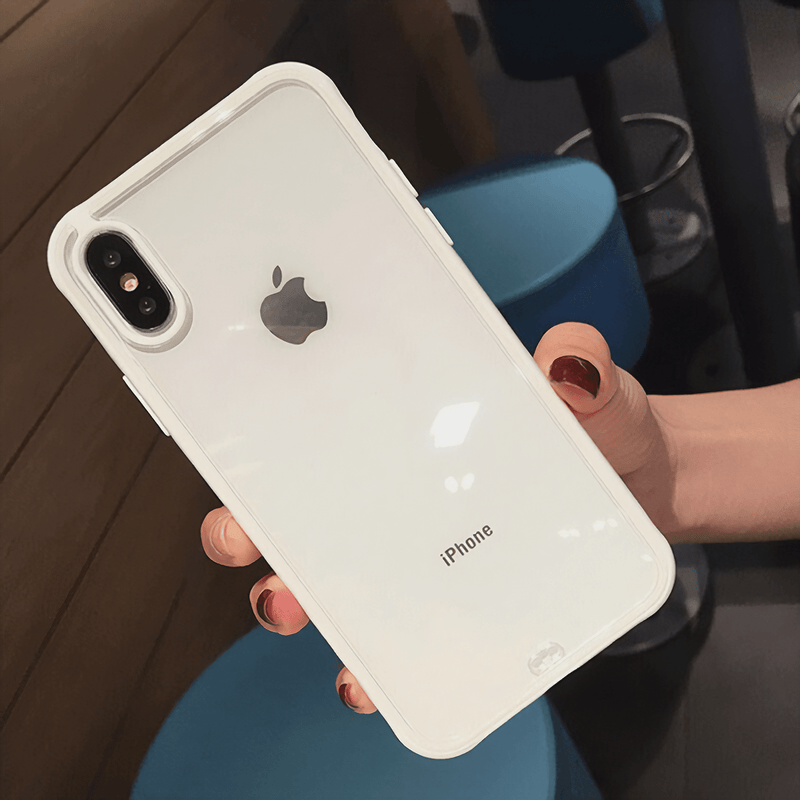 Transparent iPhone Case with Solid Borders White / iPhone X/XS