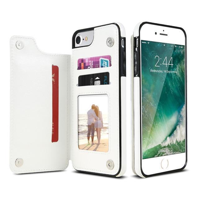 Wallet iPhone Cover with Artificial Leather Flap White / iPhone X/XS